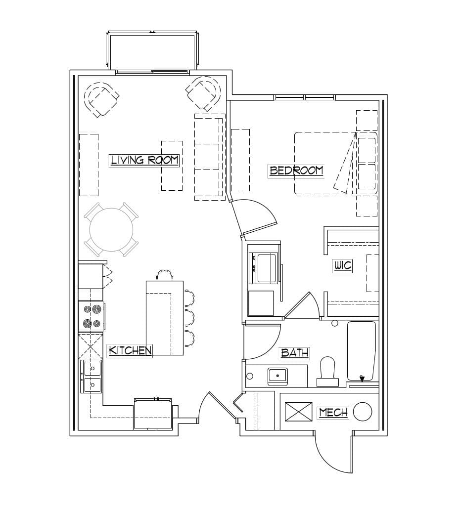 1 Bedroom, Style B floor plan diagram